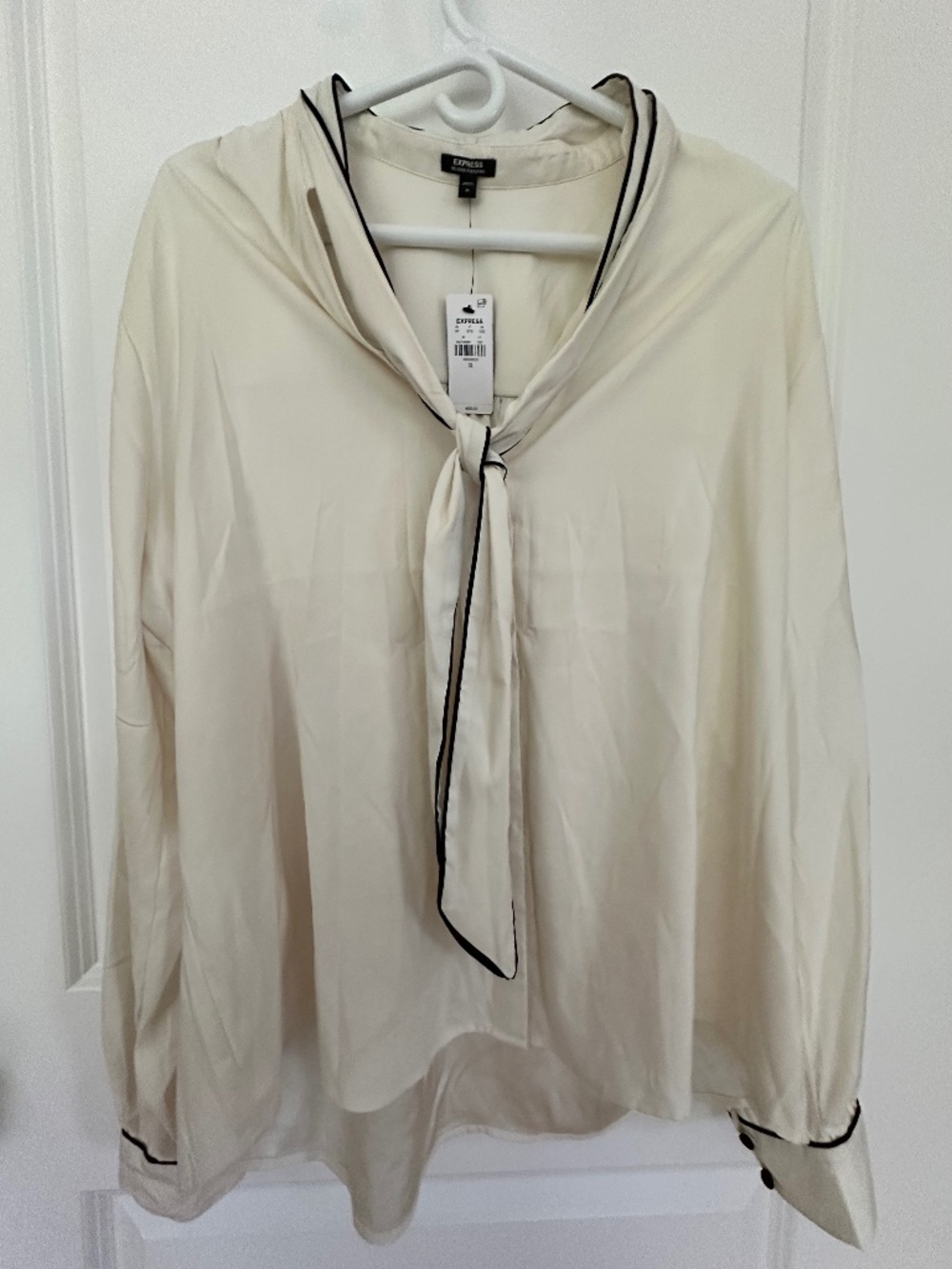 Express NWT Ivory tie neck blouse